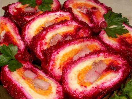Салат-рулет селедка под шубой (Новогодний стол)