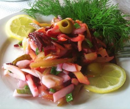 Готовим винегрет с кальмарами